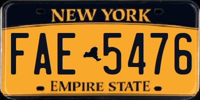 NY license plate FAE5476