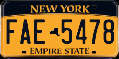 NY license plate FAE5478