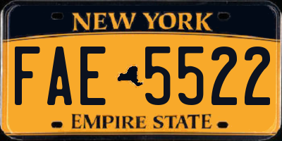 NY license plate FAE5522