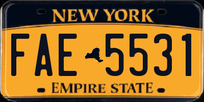 NY license plate FAE5531