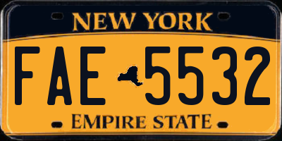 NY license plate FAE5532