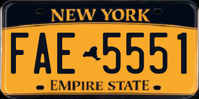 NY license plate FAE5551