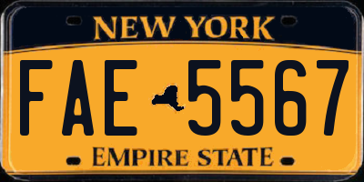 NY license plate FAE5567