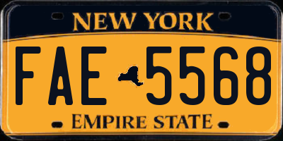 NY license plate FAE5568
