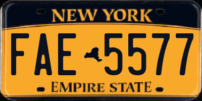 NY license plate FAE5577