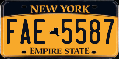 NY license plate FAE5587