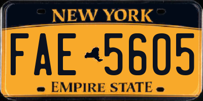 NY license plate FAE5605