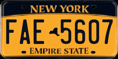 NY license plate FAE5607