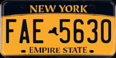 NY license plate FAE5630