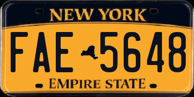 NY license plate FAE5648