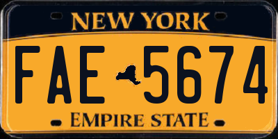 NY license plate FAE5674