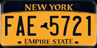 NY license plate FAE5721