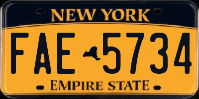 NY license plate FAE5734