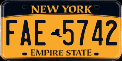 NY license plate FAE5742