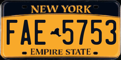 NY license plate FAE5753