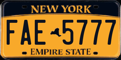 NY license plate FAE5777