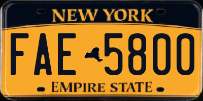 NY license plate FAE5800