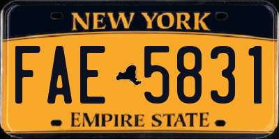 NY license plate FAE5831