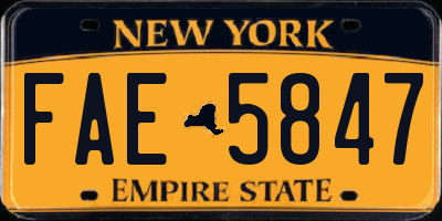 NY license plate FAE5847