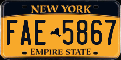 NY license plate FAE5867