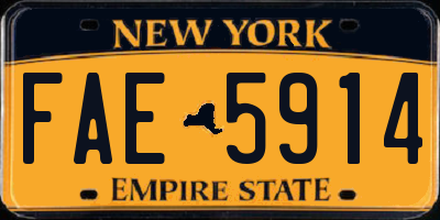 NY license plate FAE5914
