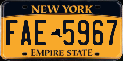 NY license plate FAE5967