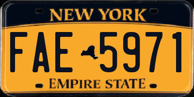 NY license plate FAE5971