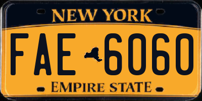 NY license plate FAE6060