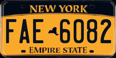 NY license plate FAE6082