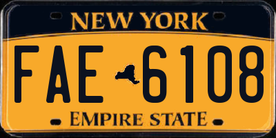 NY license plate FAE6108