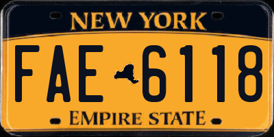 NY license plate FAE6118