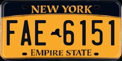 NY license plate FAE6151