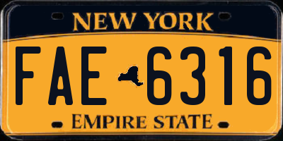 NY license plate FAE6316