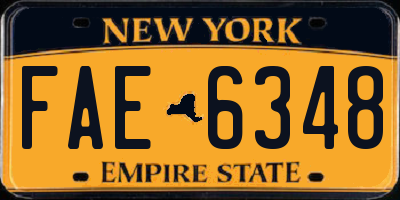 NY license plate FAE6348