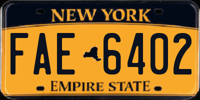 NY license plate FAE6402