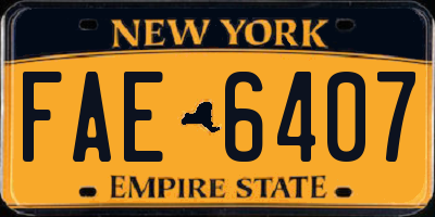 NY license plate FAE6407