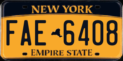 NY license plate FAE6408