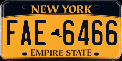 NY license plate FAE6466