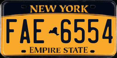 NY license plate FAE6554