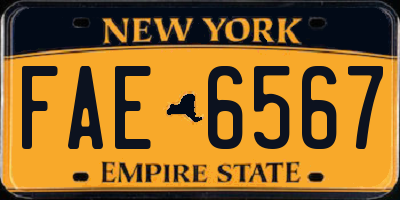 NY license plate FAE6567