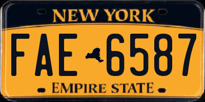NY license plate FAE6587