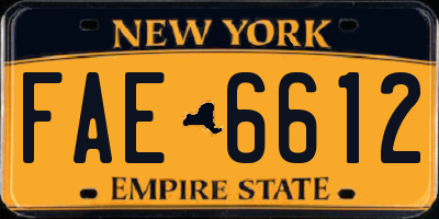 NY license plate FAE6612
