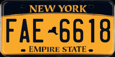 NY license plate FAE6618