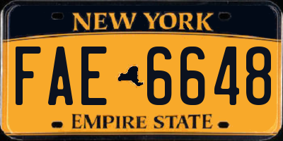NY license plate FAE6648