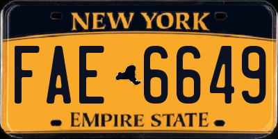 NY license plate FAE6649