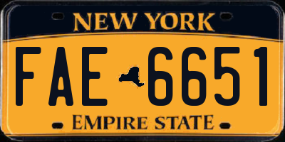 NY license plate FAE6651