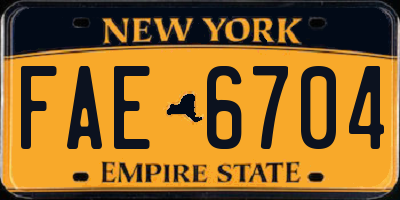NY license plate FAE6704