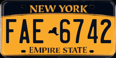 NY license plate FAE6742