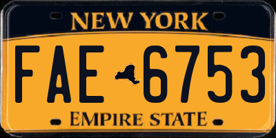 NY license plate FAE6753