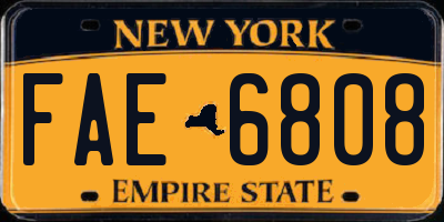 NY license plate FAE6808